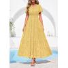 image:imagePRETTYGARDEN Womens Boho Maxi Dress 2026 Floral Summer Spring Short Sleeve V Neck A Line Embroidered Beach Vacation DressesYellow