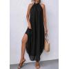 image:imagePRETTYGARDEN Womens Flowy Maxi Dresses Summer 2026 Halter Sleeveless Long Asymmetrical Spring Dress Beach Vacation SundressBlack
