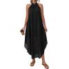 image:imagePRETTYGARDEN Womens Flowy Maxi Dresses Summer 2026 Halter Sleeveless Long Asymmetrical Spring Dress Beach Vacation SundressBlack