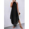 image:imagePRETTYGARDEN Womens Flowy Maxi Dresses Summer 2026 Halter Sleeveless Long Asymmetrical Spring Dress Beach Vacation SundressBlack