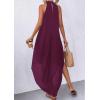 image:imagePRETTYGARDEN Womens Flowy Maxi Dresses Summer 2026 Halter Sleeveless Long Asymmetrical Spring Dress Beach Vacation SundressBurgundy