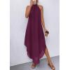 image:imagePRETTYGARDEN Womens Flowy Maxi Dresses Summer 2026 Halter Sleeveless Long Asymmetrical Spring Dress Beach Vacation SundressBurgundy