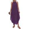 image:imagePRETTYGARDEN Womens Flowy Maxi Dresses Summer 2026 Halter Sleeveless Long Asymmetrical Spring Dress Beach Vacation SundressPurple