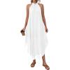 image:imagePRETTYGARDEN Womens Flowy Maxi Dresses Summer 2026 Halter Sleeveless Long Asymmetrical Spring Dress Beach Vacation SundressWhite