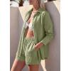 image:imagePRETTYGARDEN Womens Summer 2 Piece Matching Lounge Sets Pajamas Long Sleeve Shirts Blouse Pockets Shorts 2026 Spring OutfitsArmy Green
