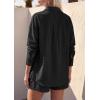 image:imagePRETTYGARDEN Womens Summer 2 Piece Matching Lounge Sets Pajamas Long Sleeve Shirts Blouse Pockets Shorts 2026 Spring OutfitsBlack