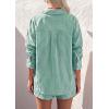 image:imagePRETTYGARDEN Womens Summer 2 Piece Matching Lounge Sets Pajamas Long Sleeve Shirts Blouse Pockets Shorts 2026 Spring OutfitsStriped Green White