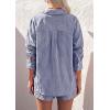 image:imagePRETTYGARDEN Womens Summer 2 Piece Matching Lounge Sets Pajamas Long Sleeve Shirts Blouse Pockets Shorts 2026 Spring OutfitsStriped Navy White
