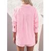 image:imagePRETTYGARDEN Womens Summer 2 Piece Matching Lounge Sets Pajamas Long Sleeve Shirts Blouse Pockets Shorts 2026 Spring OutfitsStriped Pink White