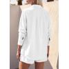 image:imagePRETTYGARDEN Womens Summer 2 Piece Matching Lounge Sets Pajamas Long Sleeve Shirts Blouse Pockets Shorts 2026 Spring OutfitsWhite