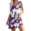 image:imagePRETTYGARDEN Sundresses for Women 2026 Boho Floral Summer Dresses Ruffle Cap Sleeve Short A Line Mini Beach Vacation DressWhite Purple Floral