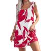 image:imagePRETTYGARDEN Sundresses for Women 2026 Boho Floral Summer Dresses Ruffle Cap Sleeve Short A Line Mini Beach Vacation DressWhite Red Floral