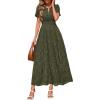 image:imagePRETTYGARDEN Womens Boho Maxi Dress 2026 Floral Summer Spring Short Sleeve V Neck A Line Embroidered Beach Vacation DressesArmy Green