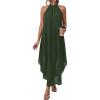 image:imagePRETTYGARDEN Womens Flowy Maxi Dresses Summer 2026 Halter Sleeveless Long Asymmetrical Spring Dress Beach Vacation SundressArmy Green