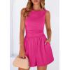 image:imagePRETTYGARDEN Summer Rompers for Women 2026 Dressy Casual Sleeveless Short Wide Leg Jumpsuits Beach Vacation One Piece OutfitsRose Red
