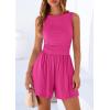 image:imagePRETTYGARDEN Summer Rompers for Women 2026 Dressy Casual Sleeveless Short Wide Leg Jumpsuits Beach Vacation One Piece OutfitsRose Red