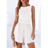 image:imagePRETTYGARDEN Summer Rompers for Women 2026 Dressy Casual Sleeveless Short Wide Leg Jumpsuits Beach Vacation One Piece OutfitsWhite