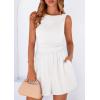 image:imagePRETTYGARDEN Summer Rompers for Women 2026 Dressy Casual Sleeveless Short Wide Leg Jumpsuits Beach Vacation One Piece OutfitsWhite