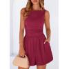 image:imagePRETTYGARDEN Summer Rompers for Women 2026 Dressy Casual Sleeveless Short Wide Leg Jumpsuits Beach Vacation One Piece OutfitsWine Red