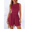 image:imagePRETTYGARDEN Summer Rompers for Women 2026 Dressy Casual Sleeveless Short Wide Leg Jumpsuits Beach Vacation One Piece OutfitsWine Red