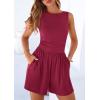 image:imagePRETTYGARDEN Summer Rompers for Women 2026 Dressy Casual Sleeveless Short Wide Leg Jumpsuits Beach Vacation One Piece OutfitsWine Red
