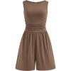 image:imagePRETTYGARDEN Summer Rompers for Women 2026 Dressy Casual Sleeveless Short Wide Leg Jumpsuits Beach Vacation One Piece OutfitsKhaki