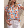 image:imagePRETTYGARDEN Boho Floral Tops for Women Summer Blouses Dressy Casual 2026 Spring Beach Vacation Ruffle Short Sleeve ShirtsLight Blue Pink Floral