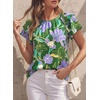 image:imagePRETTYGARDEN Boho Floral Tops for Women Summer Blouses Dressy Casual 2026 Spring Beach Vacation Ruffle Short Sleeve ShirtsPurple Floral