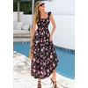 image:imagePRETTYGARDEN Floral Dress for Women Summer Boho Maxi Sundresses 2026 Smocked Long Flowy Spring Beach Wedding Guest DressesBlack Red Floral