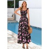 image:imagePRETTYGARDEN Floral Dress for Women Summer Boho Maxi Sundresses 2026 Smocked Long Flowy Spring Beach Wedding Guest DressesBlack Red Floral