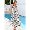 image:imagePRETTYGARDEN Floral Dress for Women Summer Boho Maxi Sundresses 2026 Smocked Long Flowy Spring Beach Wedding Guest DressesBlack White Floral