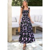 image:imagePRETTYGARDEN Floral Dress for Women Summer Boho Maxi Sundresses 2026 Smocked Long Flowy Spring Beach Wedding Guest DressesDark Blue Purple Floral