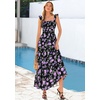 image:imagePRETTYGARDEN Floral Dress for Women Summer Boho Maxi Sundresses 2026 Smocked Long Flowy Spring Beach Wedding Guest DressesDark Blue Purple Floral
