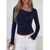 image:imagePRETTYGARDEN Womens 2026 Long Sleeve T Shirts Asymmetrical Y2K Slim Fitted Going Out Trendy Tops Early Fall Fashion ClothingNavy Blue
