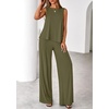 image:imagePRETTYGARDEN Womens 2026 Two Piece Matching Lounge Sets Asymmetrical Split Tank Tops Wide Leg Pants Summer Outfits TracksuitArmy Green