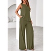 image:imagePRETTYGARDEN Womens 2026 Two Piece Matching Lounge Sets Asymmetrical Split Tank Tops Wide Leg Pants Summer Outfits TracksuitArmy Green