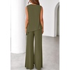 image:imagePRETTYGARDEN Womens 2026 Two Piece Matching Lounge Sets Asymmetrical Split Tank Tops Wide Leg Pants Summer Outfits TracksuitArmy Green