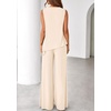 image:imagePRETTYGARDEN Womens 2026 Two Piece Matching Lounge Sets Asymmetrical Split Tank Tops Wide Leg Pants Summer Outfits TracksuitBeige