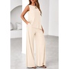 image:imagePRETTYGARDEN Womens 2026 Two Piece Matching Lounge Sets Asymmetrical Split Tank Tops Wide Leg Pants Summer Outfits TracksuitBeige