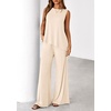 image:imagePRETTYGARDEN Womens 2026 Two Piece Matching Lounge Sets Asymmetrical Split Tank Tops Wide Leg Pants Summer Outfits TracksuitBeige