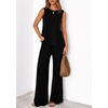 image:imagePRETTYGARDEN Womens 2026 Two Piece Matching Lounge Sets Asymmetrical Split Tank Tops Wide Leg Pants Summer Outfits TracksuitBlack