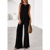 image:imagePRETTYGARDEN Womens 2026 Two Piece Matching Lounge Sets Asymmetrical Split Tank Tops Wide Leg Pants Summer Outfits TracksuitBlack