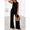 image:imagePRETTYGARDEN Womens 2026 Two Piece Matching Lounge Sets Asymmetrical Split Tank Tops Wide Leg Pants Summer Outfits TracksuitBlack
