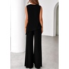 image:imagePRETTYGARDEN Womens 2026 Two Piece Matching Lounge Sets Asymmetrical Split Tank Tops Wide Leg Pants Summer Outfits TracksuitBlack