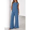 image:imagePRETTYGARDEN Womens 2026 Two Piece Matching Lounge Sets Asymmetrical Split Tank Tops Wide Leg Pants Summer Outfits TracksuitBlue
