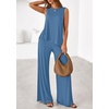 image:imagePRETTYGARDEN Womens 2026 Two Piece Matching Lounge Sets Asymmetrical Split Tank Tops Wide Leg Pants Summer Outfits TracksuitBlue