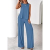 image:imagePRETTYGARDEN Womens 2026 Two Piece Matching Lounge Sets Asymmetrical Split Tank Tops Wide Leg Pants Summer Outfits TracksuitBlue