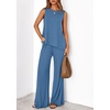 image:imagePRETTYGARDEN Womens 2026 Two Piece Matching Lounge Sets Asymmetrical Split Tank Tops Wide Leg Pants Summer Outfits TracksuitBlue
