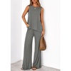 image:imagePRETTYGARDEN Womens 2026 Two Piece Matching Lounge Sets Asymmetrical Split Tank Tops Wide Leg Pants Summer Outfits TracksuitGrey
