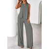 image:imagePRETTYGARDEN Womens 2026 Two Piece Matching Lounge Sets Asymmetrical Split Tank Tops Wide Leg Pants Summer Outfits TracksuitGrey